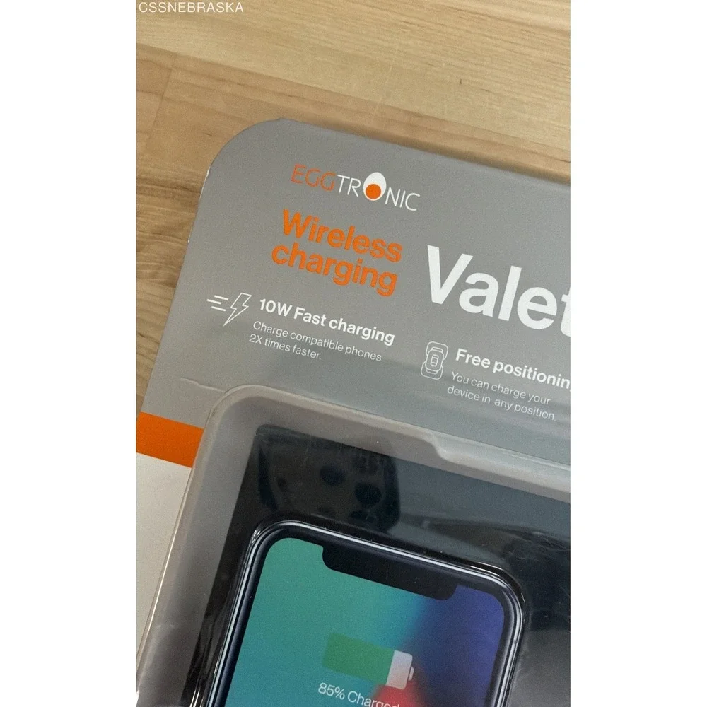 Eggtronic VTBB10 Wireless Charging Valet Tray 10W Fast Charge Qi‎ Black New